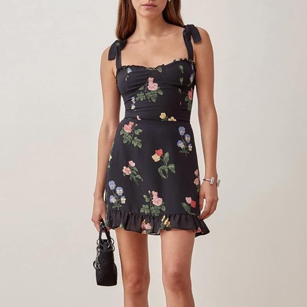 Reformation Christine Dress in Night Bloom NWT Size 0 - Floral Mini Dress